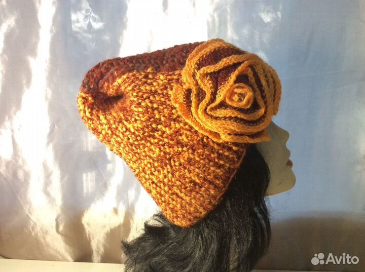 Роскошная шапочка ручной работы, р 55-57, арт 282