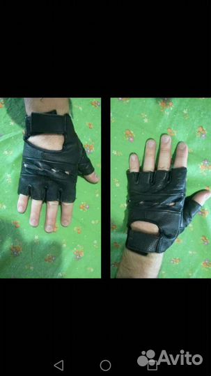 Перчатки. Без пальцев. Кожа натур. Велоперчатки