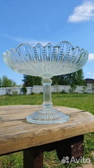 Ваза для фруктов антикварное стекло