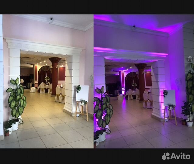 Свадебное оформление, заливка зала, Аплайтинг