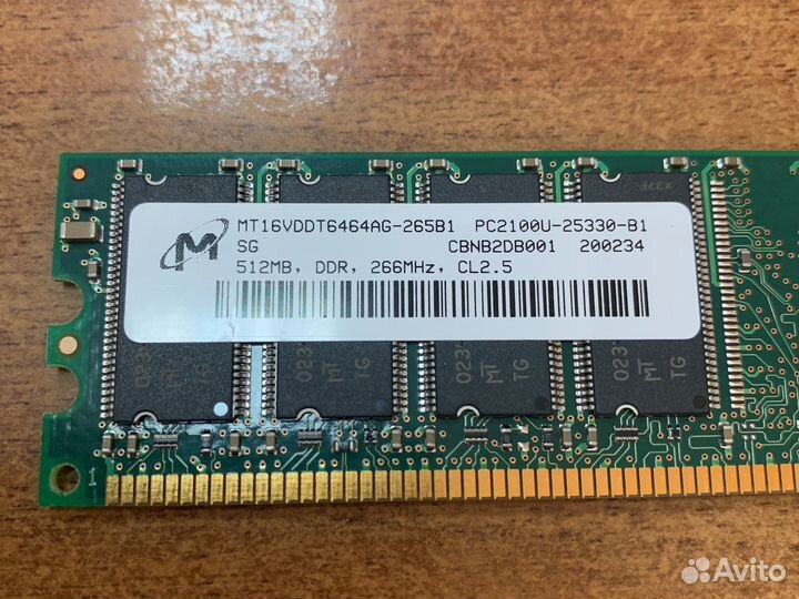 Оперативная память 512MB DDR PC2100 (266MHz) CL2.5