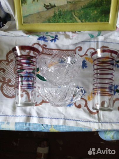 Салатник хрустальный,вазы,икорница СССР