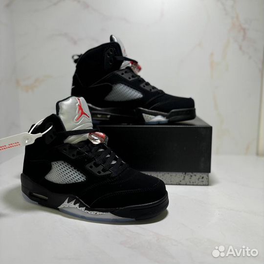 Кроссовки nike air jordan 5 retro black metalic