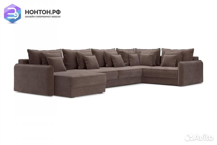 Диван п-образный тик-так Антей коричневый