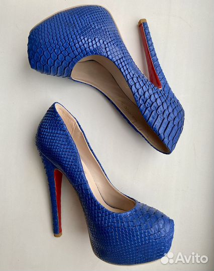 Туфли на высоком каблуке 36 размер синие