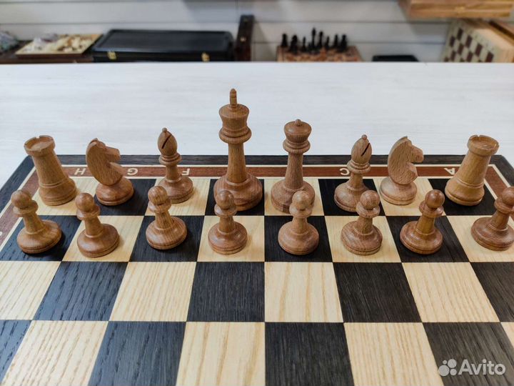 Шахматы мореный дуб и бук с утяжелением