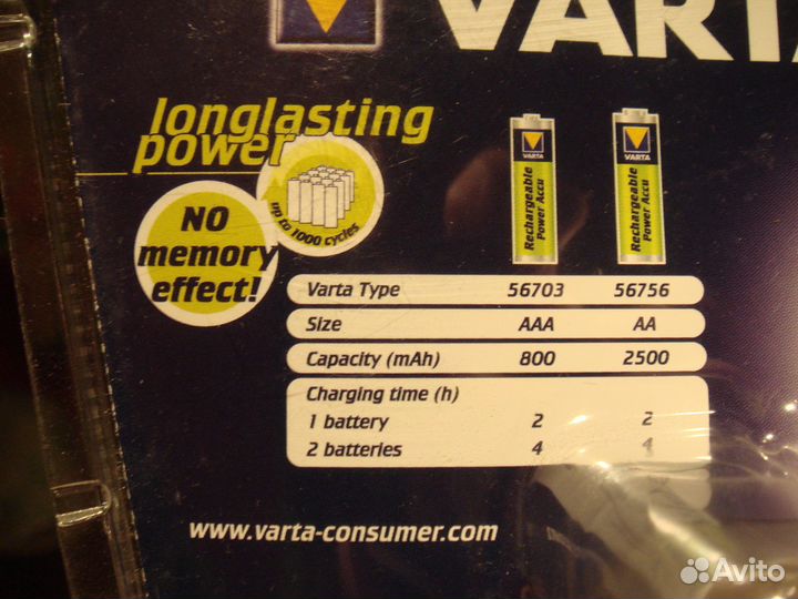 Зарядное устройство Varta на 1-2 аккум AA AAA