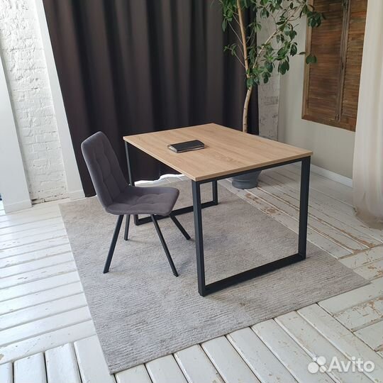 Компьютерный стол Лофт Дуб 120*80 см. Черные ножки