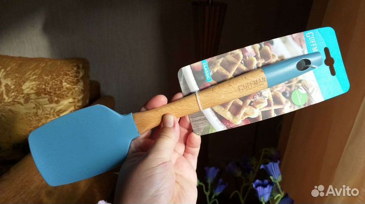 Кулинарная лопатка силикон с бамбуковой ручкой