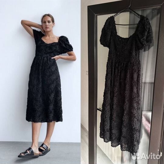 Платье черное миди zara