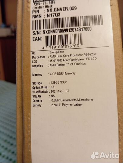 Acer aspire 3 A315-21