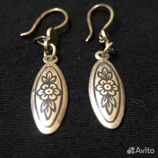 Серебряные серьги СССР черненое серебро