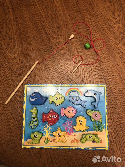 Деревянный пазл Магнитная рыбалка Шнуровка