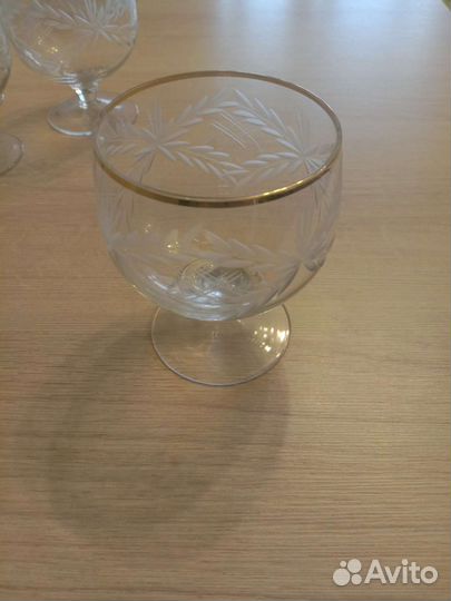 Винтажные рюмочки хрусталь мини с золотым ободком