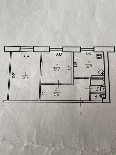 2-к. квартира, 50 м², 2/2 эт.