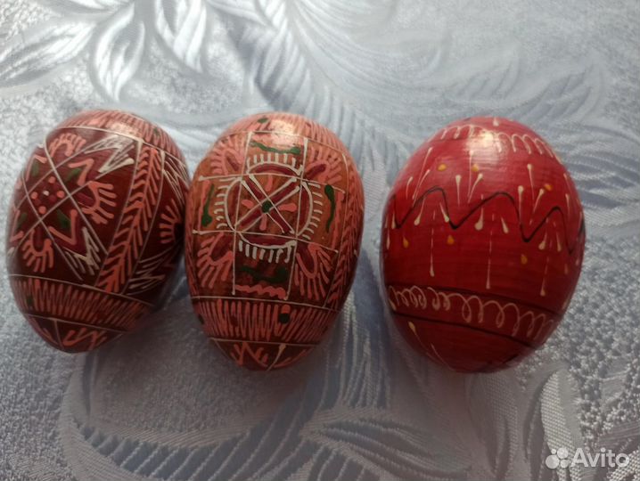 Яйца декоративные, деревянные, ручная работа, 3шт