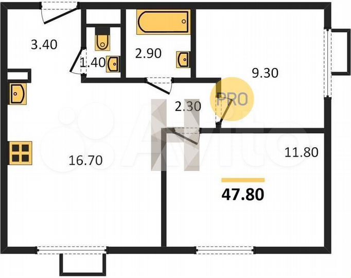 2-к. квартира, 47,8 м², 21/24 эт.