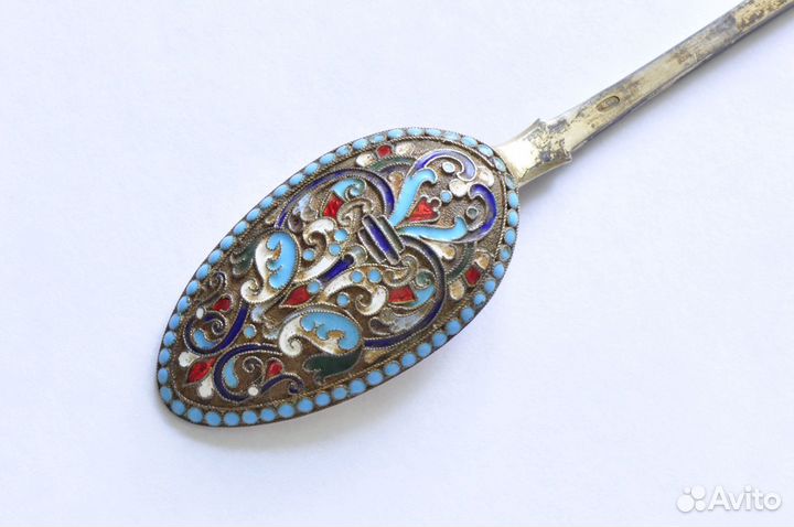 Ложка чайная Серебро 84 Перегородчатая эмаль