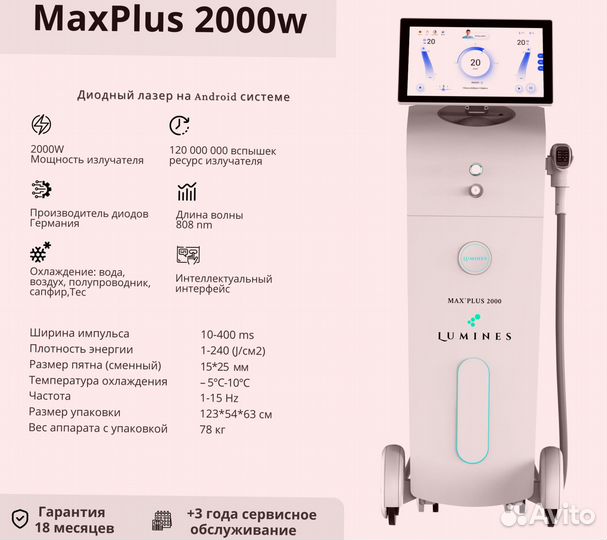 Диодный лазер для эпиляции люминес Max Plus 2000