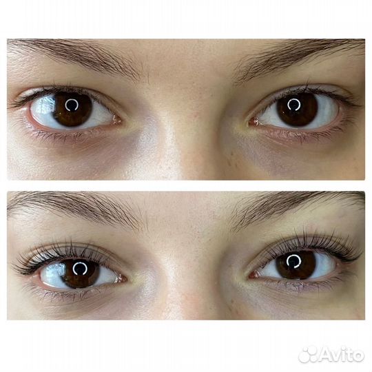 Ламинирование ресниц, коррекция бровей