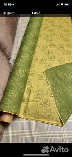 Отрезы ткани лён разные цвета