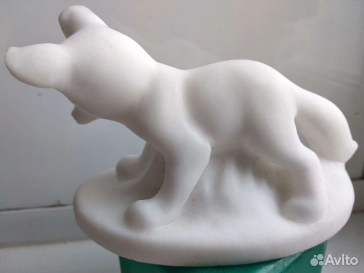 Мраморная статуэтка песец и пудреница, СССР 50-е