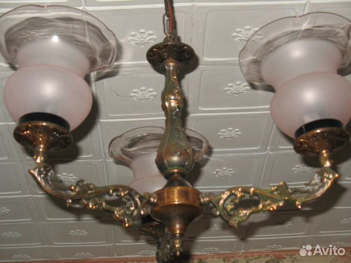 Люстра 3х рожковая металл литье СССР 2