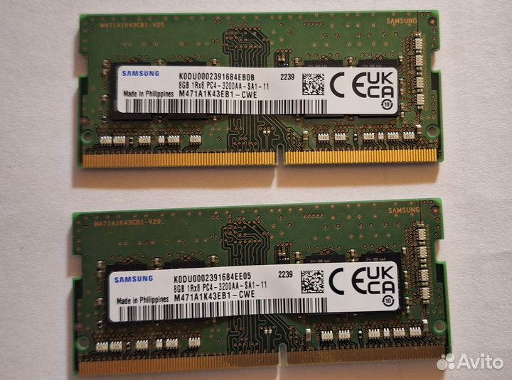 Оперативная память Samsung 1Rx8 PC4-3200AA-SA1-11