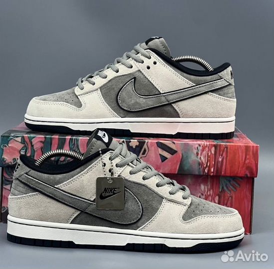 Серые кроссовки Nike Dunk SB Katushiro