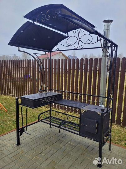 Кованый мангал с печкой