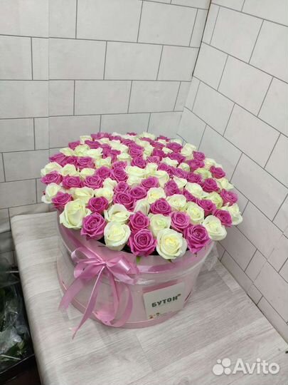 Корзина 101 штук роза