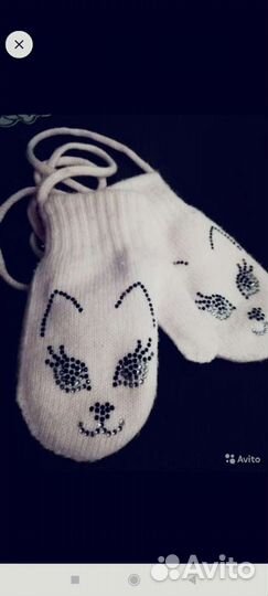 Шапка и варежки для девочки 42-44 см