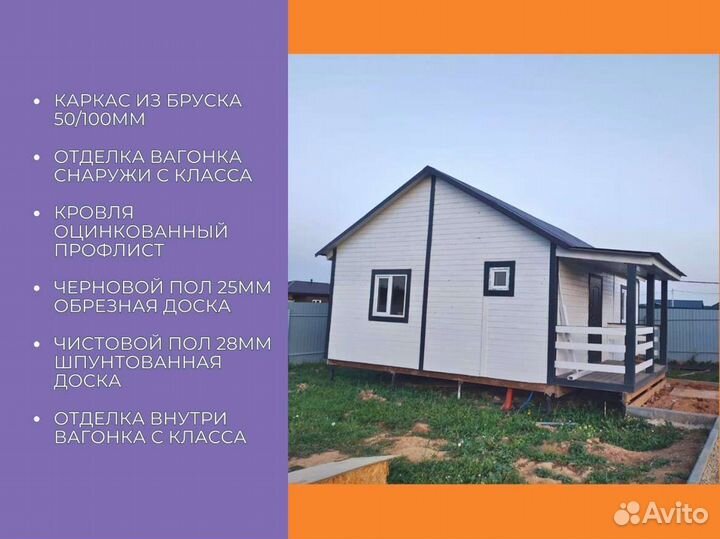 Каркасный домик 6x4 для дачи