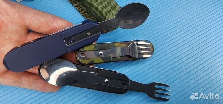 Набор походный 6в1 Ложка вилка фонарь лазер зажига