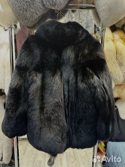 Шуба из premium меха песца black 70 см