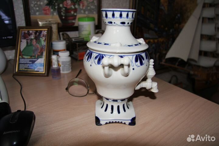 Самовар сувенирный керамический, гжель