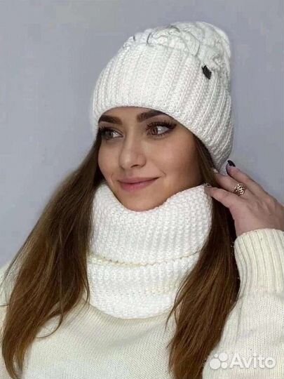 Комплект шапка и снуд женский