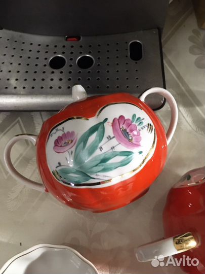 3 чашки Дулево,сахарница