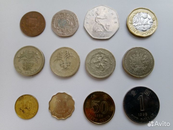 Монеты Великобритании, Гонгконга и Гибралтара