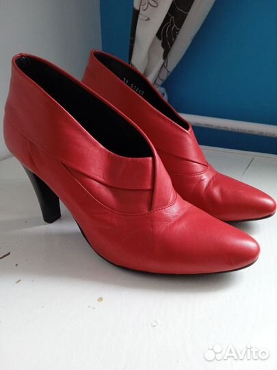 Ботильоны красные натуральная кожа 37 38