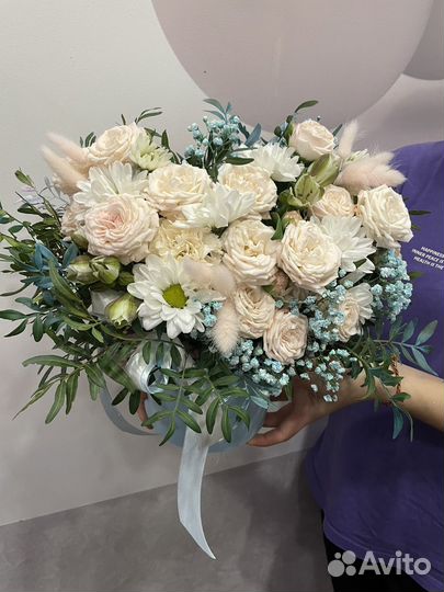 Букет розы хризантемы гипсофила