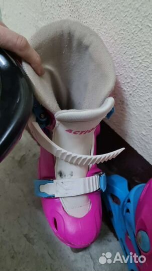 Роликовые коньки 30-33 раздвижные Action +шлем