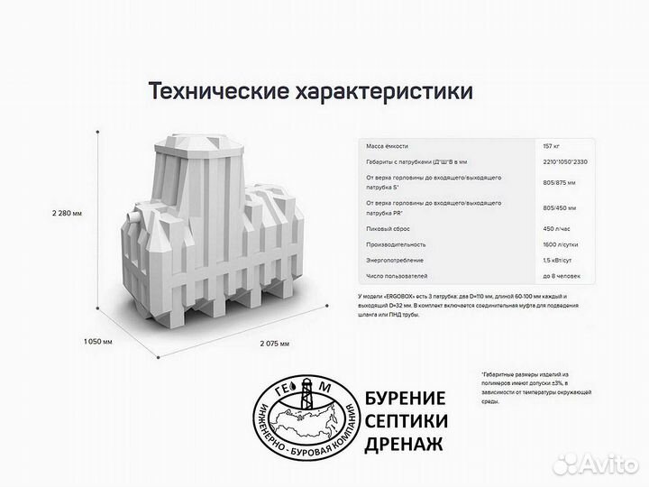 Септик Эргобокс 8 - на семью до 8 человек