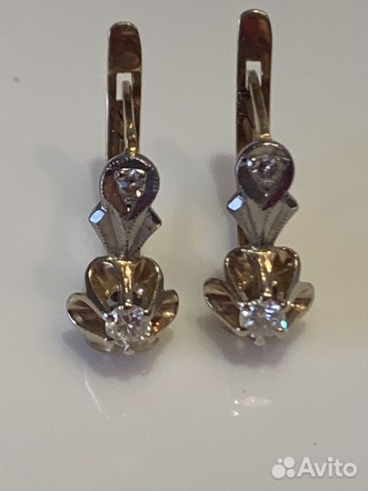 Золотые серьги 750 проба со Звездой