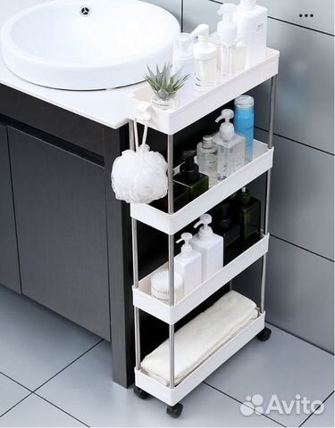 Стеллаж этажерка на колесиках для кухни ванной