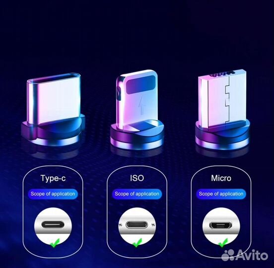 Магнитный провод для type-c, micro usb, iPhone