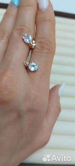 Золотые серьги новые с топазом