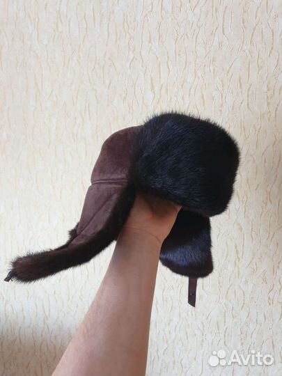 Шапка-ушанка меховая замшевая