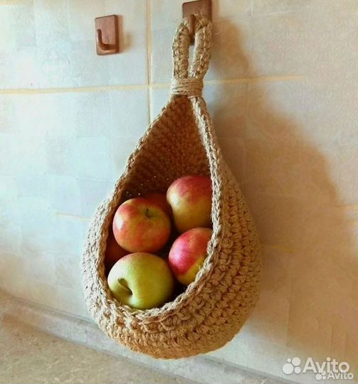 Вязаные корзинки из джут