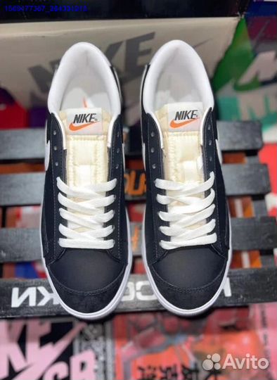 Nike Blazer Low Black White Swoosh (Арт.55219)